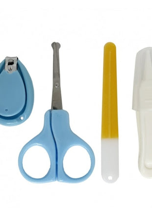 Baby Nail Care Kit 4-Piece Set – Stainless Steel Clippers, Tweezers & File – Blue Storage Box