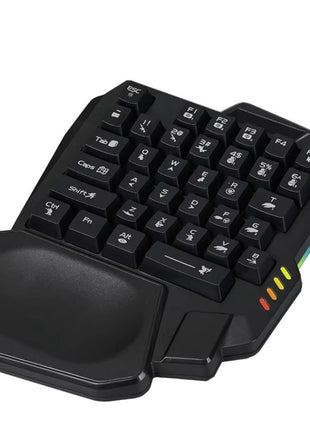 One‑Hand Gaming Mechanical Style Keyboard & Backlit Rainbow Mouse Combo (USB Wired)