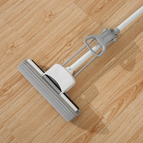 Flat Sponge Mop 38cm PVA Head with Built-In Squeezer – Long Handle Floor Mop for Tile & Wood – Grey & White