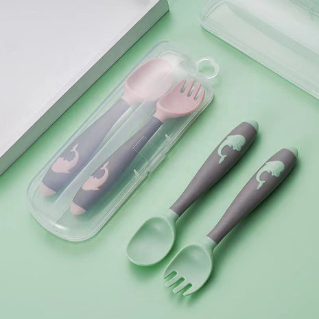 Silicone Baby Fork and Spoon Set – BPA-Free Food Grade Utensils