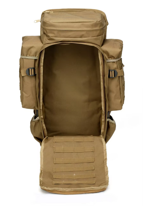 Tactical Mountaineering Bag 56–75L Rifle Backpack – Waterproof 600D Nylon with Velcro Compartment and Detachable Pouch