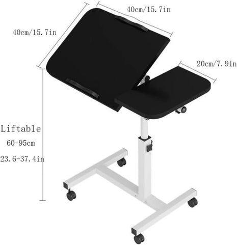 Height Adjustable Laptop Desk 60x40cm – Tilting Top with Lockable Wheels – Foldable Mobile Workstation
