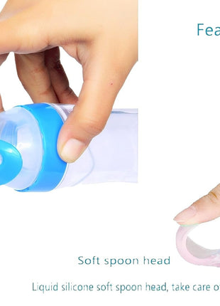 Silicone Baby Feeding Bottle 90mL – Leakproof BPA-Free Food Dispenser with Spoon and Cover