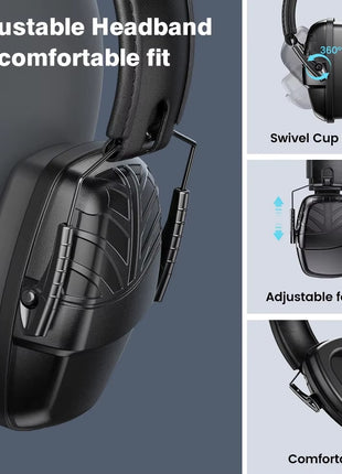 Head Mounted Folding Noise Cancelling Earmuffs for Shooting & Construction Over The Head Foldable Cushion padded Headband Ear Muff