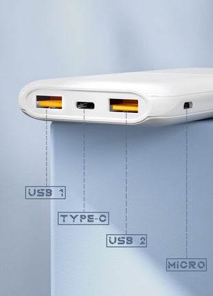 10000mAh Power Bank – Dual Input Type-C & Micro USB – USB-A Output – Lithium-Ion