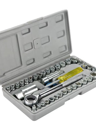40-Piece Socket Wrench Set – 1/4" & 3/8" Drive – Metric & SAE – Chrome Carbon Steel – With Storage Case