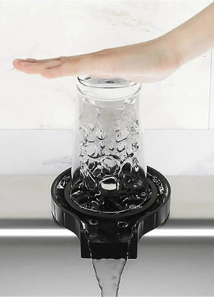 Automatic Cup Washer Sink Glass Rinser, ABS Plastic Black Cup Cleaner with Water Supply Hose