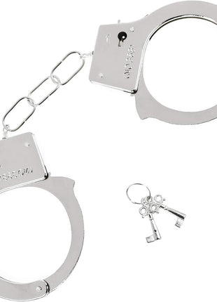 Chain Link Handcuffs Stainless Steel – Double Locking Law Enforcement Restraints with 2 Keys – Silver
