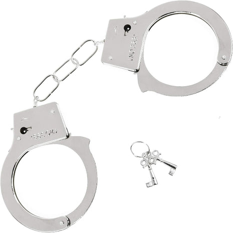 Chain Link Handcuffs Stainless Steel – Double Locking Law Enforcement Restraints with 2 Keys – Silver