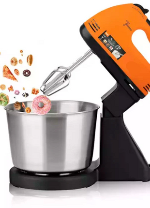 Electric Stand Mixer 2.0L 270W ABS Housing with Stainless Steel Bowl, 7-Speed Settings, Beaters & Dough Hooks