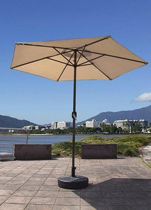 Outdoor Patio Umbrella 3 m Round Crank Lift – Waterproof Beige Canopy with Base