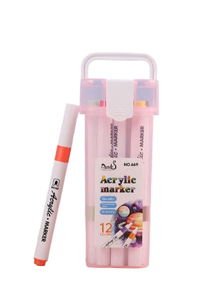 Acrylic Markers Set – Water-Based Fine Tip – Non-Toxic Assorted Colors with Carry Box
