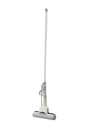 Flat Sponge Mop 38cm PVA Head with Built-In Squeezer – Long Handle Floor Mop for Tile & Wood – Grey & White