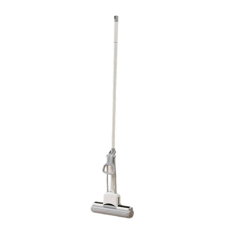 Flat Sponge Mop 38cm PVA Head with Built-In Squeezer – Long Handle Floor Mop for Tile & Wood – Grey & White