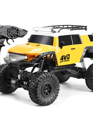 1:10 RC Climbing Car 4WD 15km/h – Electric Off-Road Truck with LED Lights – Plastic Body – Yellow