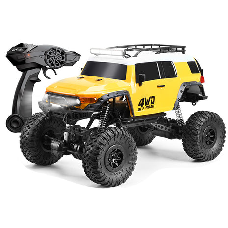 1:10 RC Climbing Car 4WD 15km/h – Electric Off-Road Truck with LED Lights – Plastic Body – Yellow