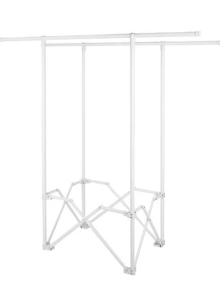 Folding Floor‑Ceiling Double‑Pole Drying Rack – 2 Rods – Carbon Steel & Engineering Plastic – White