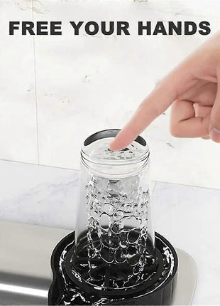 Automatic Cup Washer Sink Glass Rinser, ABS Plastic Black Cup Cleaner with Water Supply Hose