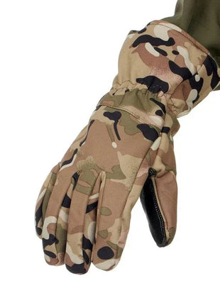 Finger Gloves – Winter Outdoor Waterproof Camouflage Multi‑Black – Thermal Gloves for Skiing, Riding & Cold Weather Activities Camo