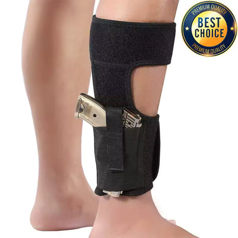 Ankle Holster for Pistols – Concealed Carry with Calf Strap – Soft Fabric, Adjustable No-Slip Fit – Black