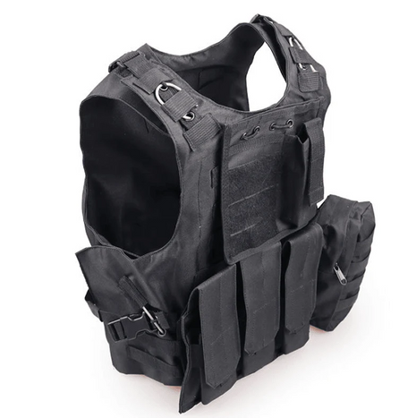Tactical Vest Medium Size Nylon with Level IIA Protection – Adjustable Fit – Black MOLLE