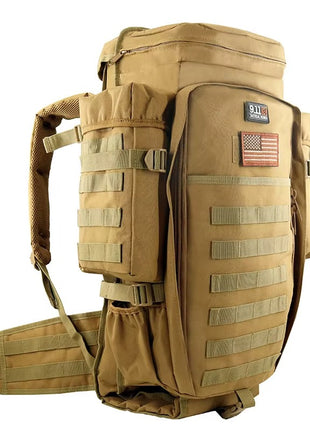 Tactical Mountaineering Bag 56–75L Rifle Backpack – Waterproof 600D Nylon with Velcro Compartment and Detachable Pouch