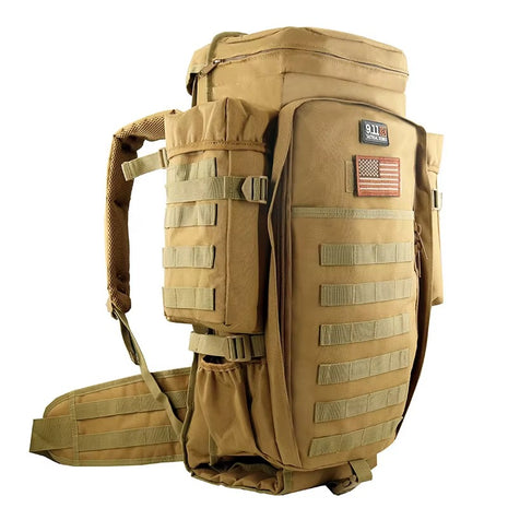Tactical Mountaineering Bag 56–75L Rifle Backpack – Waterproof 600D Nylon with Velcro Compartment and Detachable Pouch
