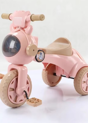 Foldable Toddler Tricycle 56cm Pedal-Powered – LED Light-Up Dome & Space Figure