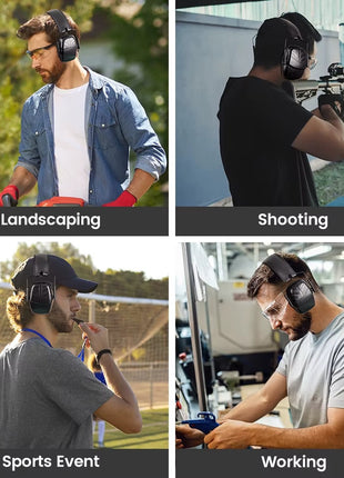 Head Mounted Folding Noise Cancelling Earmuffs for Shooting & Construction Over The Head Foldable Cushion padded Headband Ear Muff