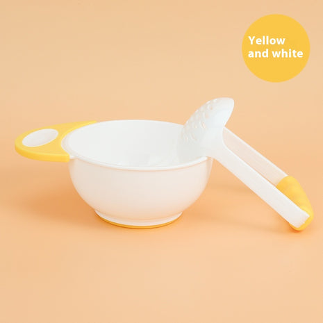 Baby Food Grinding Bowl Set 15cm with 12cm Masher Rod – Non-Slip Heat-Resistant Plastic Feeding Tool
