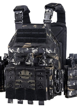 Tactical Combat Vest 600D Oxford Fabric with MOLLE Webbing – Adjustable Fit – Black