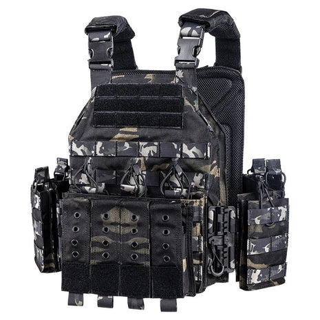 Tactical Combat Vest 600D Oxford Fabric with MOLLE Webbing – Adjustable Fit – Black