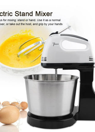 Electric Stand Mixer 2.0L 270W ABS Housing with Stainless Steel Bowl, 7-Speed Settings, Beaters & Dough Hooks