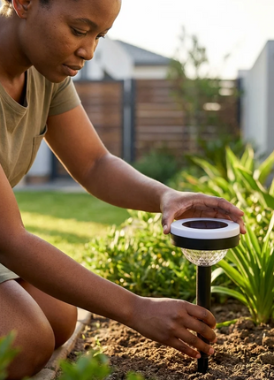 Solar Garden Light with Dusk-to-Dawn Auto On/Off, IP65 Waterproof, 2-in-1 Ground Stake or Wall Mount
