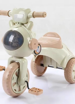 Foldable Toddler Tricycle 56cm Pedal-Powered – LED Light-Up Dome & Space Figure