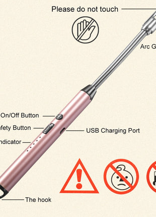 Electric Arc Lighter – 29.5cm Flexible USB Rechargeable – Windproof Safety Ignition with LED Indicator