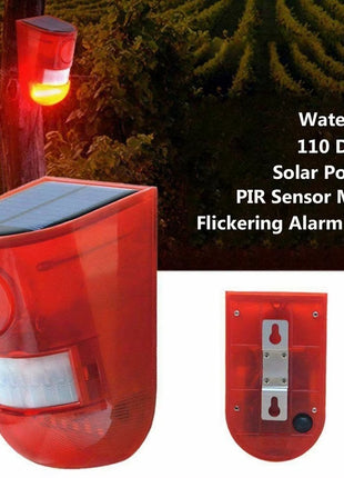Solar Alarm Light with PIR Sensor – 129dB Siren + Red Flashing LED – IP65 Water resistant – Wall Mounted