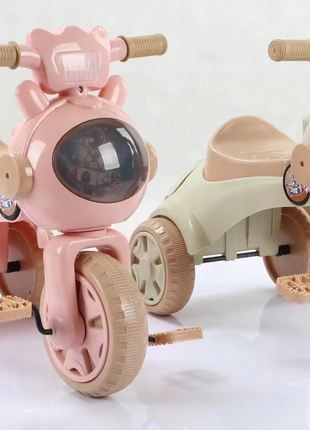 Foldable Toddler Tricycle 56cm Pedal-Powered – LED Light-Up Dome & Space Figure