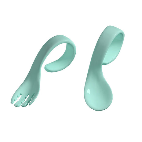 Baby Utensils Set 2-Piece – BPA-Free PP Self-Feeding Spoon and Fork – Easy Grip Curved Handle