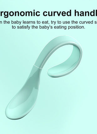 Baby Utensils Set 2-Piece – BPA-Free PP Self-Feeding Spoon and Fork – Easy Grip Curved Handle