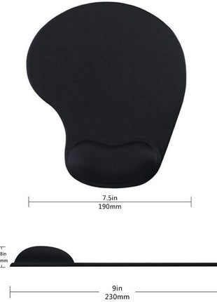 Mouse Pad Gel Wrist Support – Ergonomic Comfort, Non-Slip PU Base, Smooth Fabric – Black