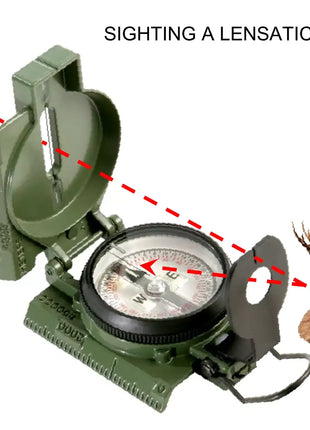 Lensatic Compass Liquid-Filled with Luminous Letters – Rotating Bezel & Sighting Wire