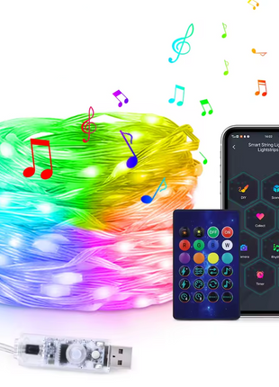 RGBIC Smart LED String Lights 5/10/15/20m – Dreamcolor USB Fairy Lights – App & Remote Control – IP65 Water resistant – Multicolor