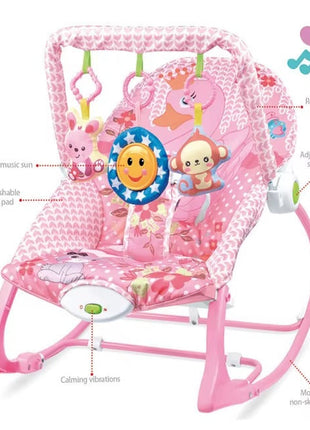 Infant-to-Toddler Rocker Chair 18kg – Soothing Vibration & Musical Toy Bar – Multicolour HW602