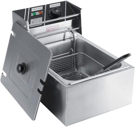 Electric Deep Fryer 5.5 L – 2500W Stainless Steel – Adjustable Temperature – Silver Finish