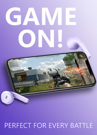Norden Echo TWS Bluetooth Earphones – True Wireless, Bluetooth 5.0, Charging Case, 10m Range, Type-C Charging, Compatible with Android & iOS - Purple