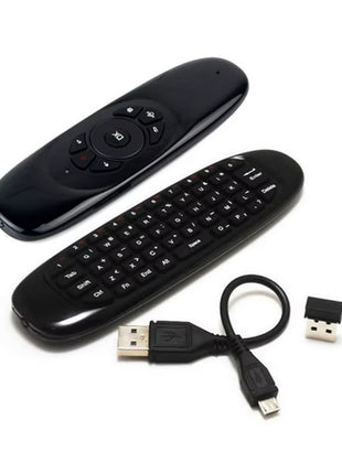 Wireless Air Mouse Keyboard Combo 2.4GHz – QWERTY Gyroscopic Remote – Compatible with Smart TV, Android TV Box, PC, Tablet – Black