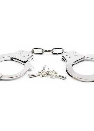 Chain Link Handcuffs Stainless Steel – Double Locking Law Enforcement Restraints with 2 Keys – Silver