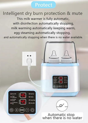 8-in-1 Milk Warmer & Steriliser – 4-Bottle Capacity – 170W – BPA-Free – Dual Voltage – Quiet