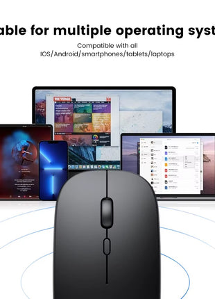 UNISYNC Wireless Mouse 1600 DPI – Bluetooth 5.0 2.4GHz Dual Mode – Silent Click – Rechargeable – Black